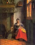 Pieter de Hooch Woman Nursing an Infant Spain oil painting artist